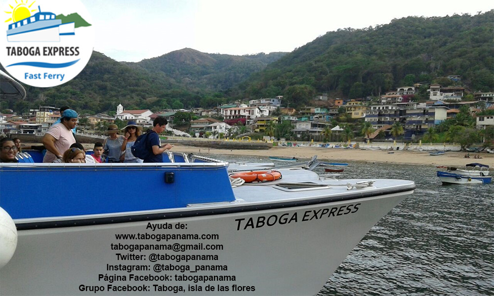 Vista del barco Taboga Express llegando a la isla
